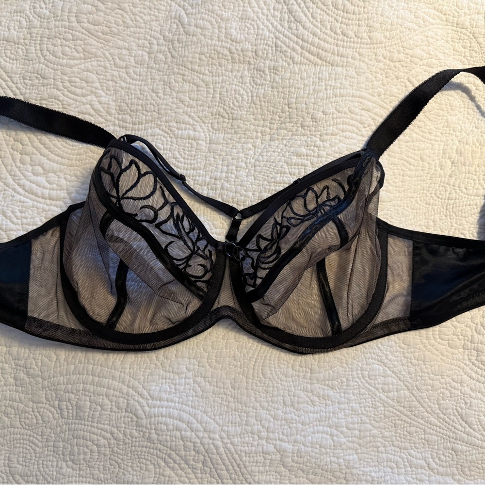 Black Sheer Embroidered Bra